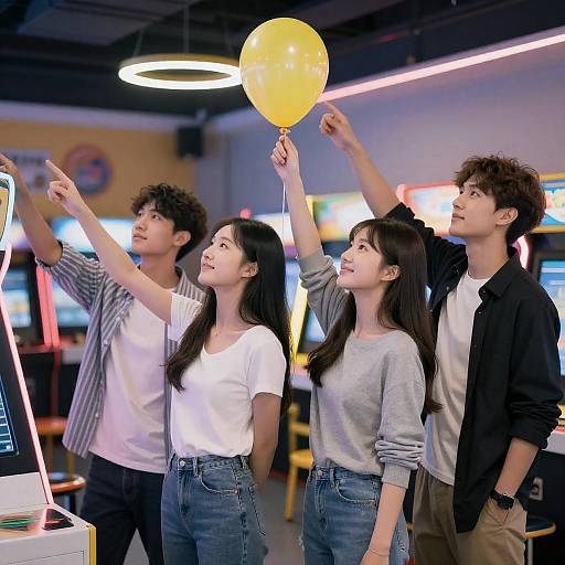 Joyful Moments in a Neon Arcade