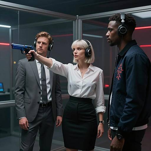 Dramatic Scene in Dimly Lit Room