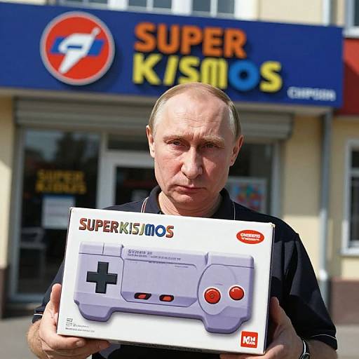 Putin with Super Nintendo at Blockbuster