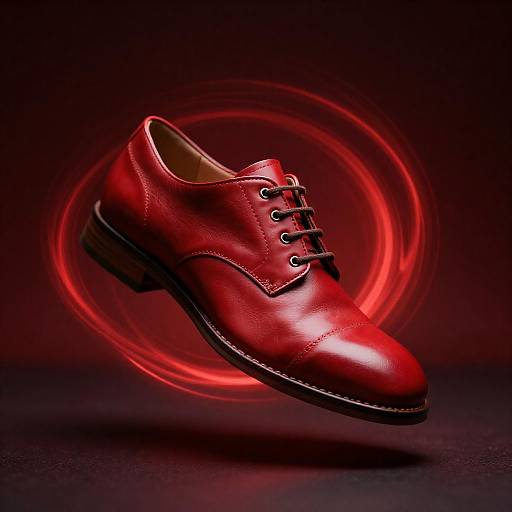 Floating Red Leather Shoe Motion Shot