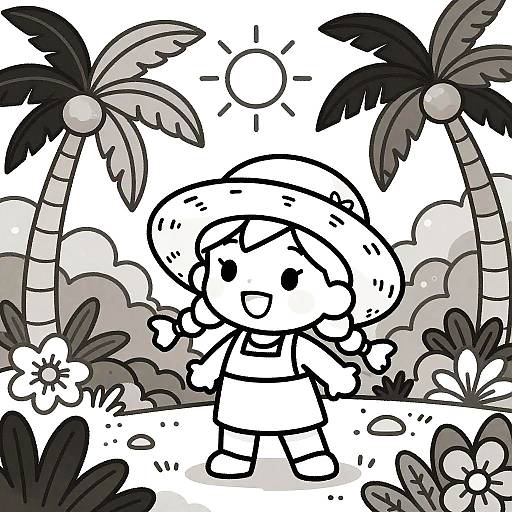 Graphic Novel Tropical Girl Illustration