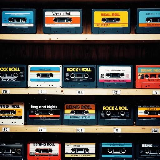 Vintage Cassette Tape Collection on Shelf