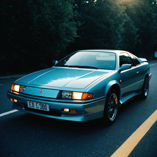 Vintage Blue Sports Coupe on Road
