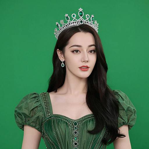 Queenly Elegance in Emerald Crown