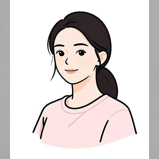 Minimalist Digital Portrait of Asian Woman
