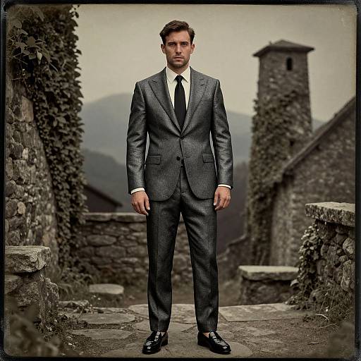 Confident Man in Charcoal Suit