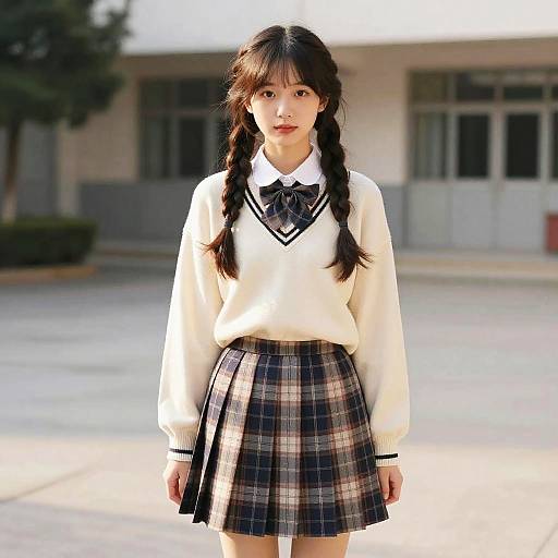 Teen Girl with Half Braids in School