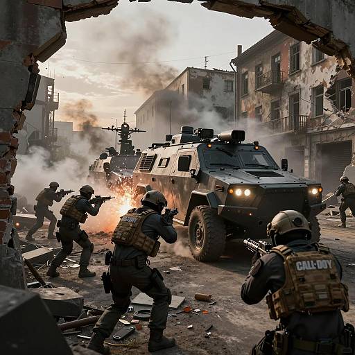 Tactical Armored Convoy in War Zone