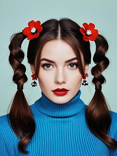 Playful Twintails with Floral Hair Ornament