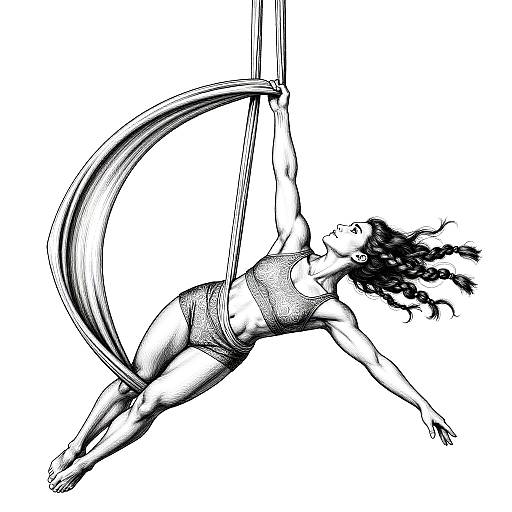 Graceful Aerial Silks Artist Silhouette