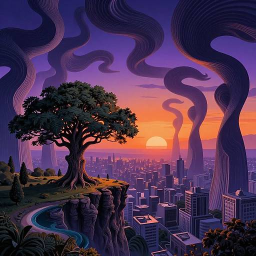 Surreal Escher-Inspired Cityscape