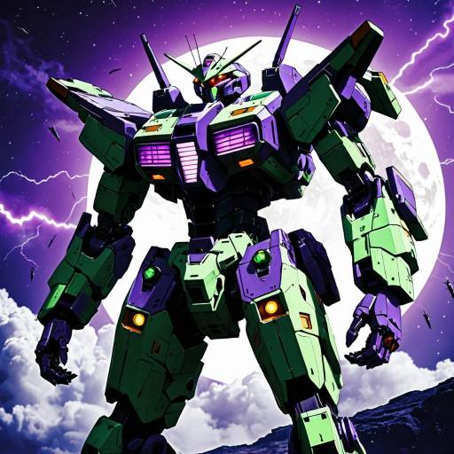 Old-Fashioned Mecha Unit-01 Against Full Moon
