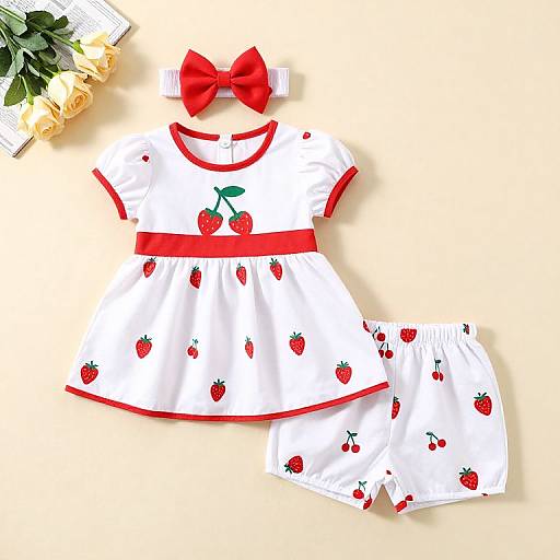 Sweet Strawberry Toddler Three-Piece Outfit