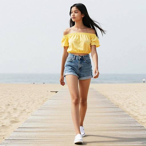 Teen Fashionable Summer Beach Walk