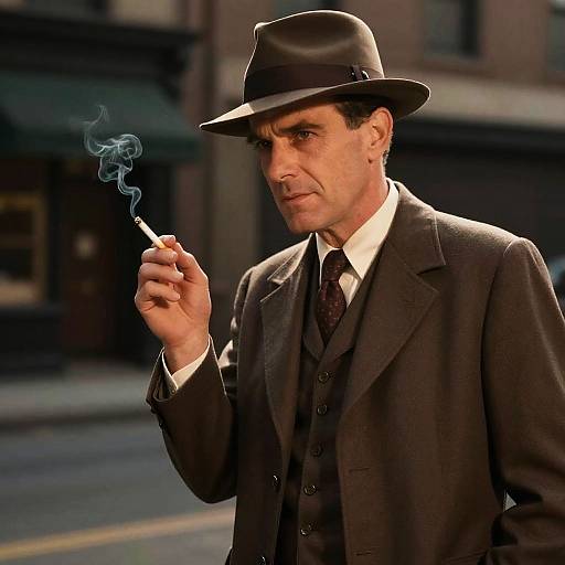 1940s Detective Smoking Cigarette
