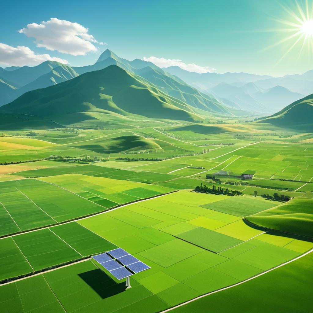 Scenic Landscape with Green Energy Elements