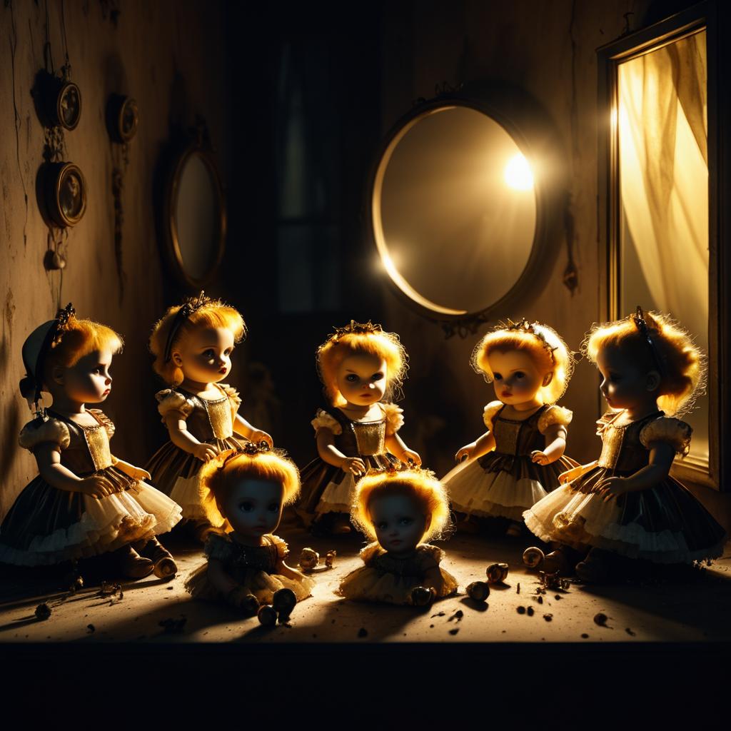 Creepy Dolls in an Apocalyptic Scene