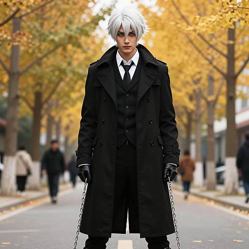 Realistic Morlun Cosplay on Autumn Street