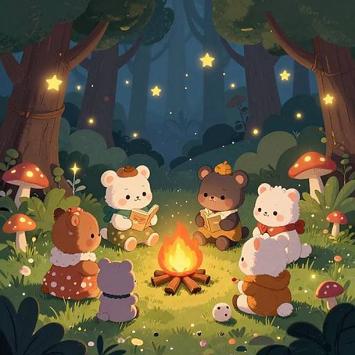 Magical Storybook Campfire Illustration