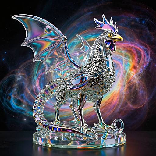 Glass Cockatrice with Cosmic Nebula