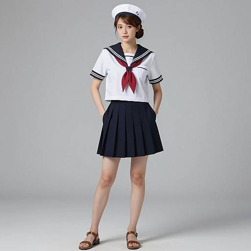 Young woman in Japanese sailor school uniform