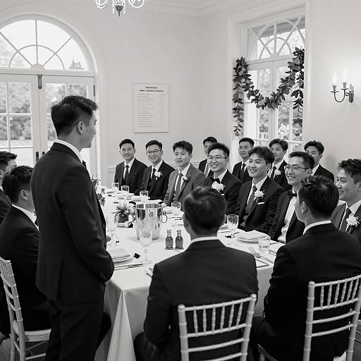 Elegant Black and White Dinner Party Scene