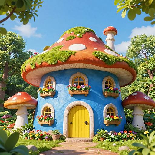 Vibrant Fairy-Tale Mushroom House