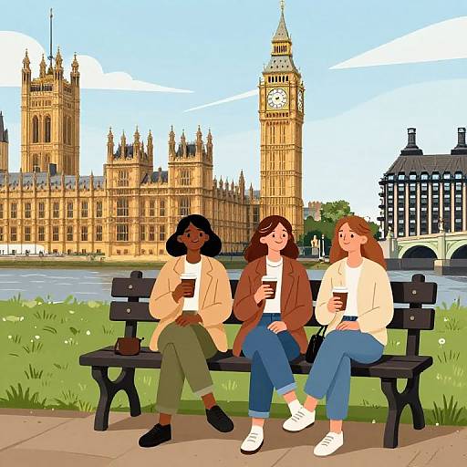 Young Women Enjoying Coffee by Elizabeth Tower