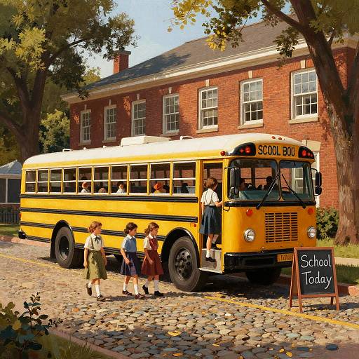 Photograph of a classic yellow school bus with 