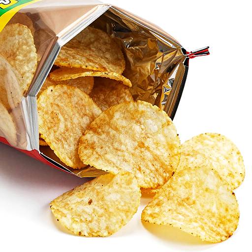 Close-Up Crispy Potato Chips Spill