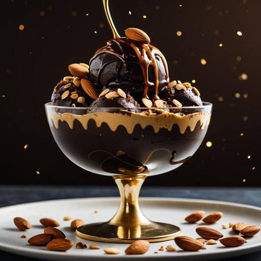 Dark Chocolate Ice Cream with Almonds and Caramel