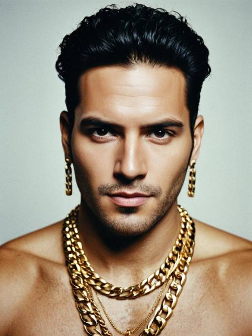 Glamorous Portrait of Man in Gold Jewelry