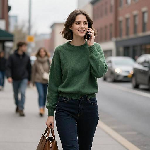 Casual Urban Woman Talking on Phone