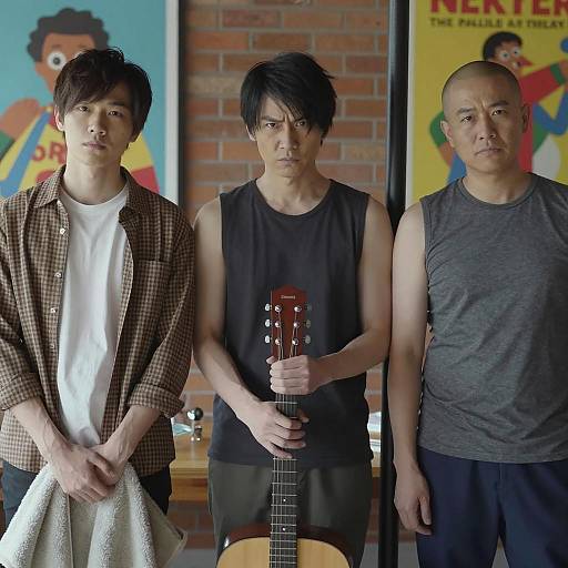 Three Men Indoors with Distinct Styles