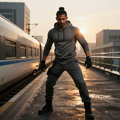 Cinematic High-Speed Train Rooftop Action