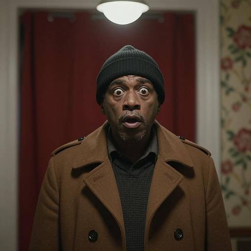 Shocked Man in Doorway with Bright Light