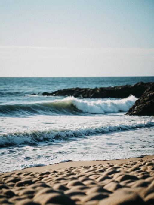 Ocean Waves Crashing on Rocky Shore