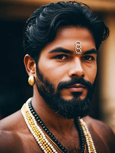 Man in Traditional Pongal Costume with Jewelry