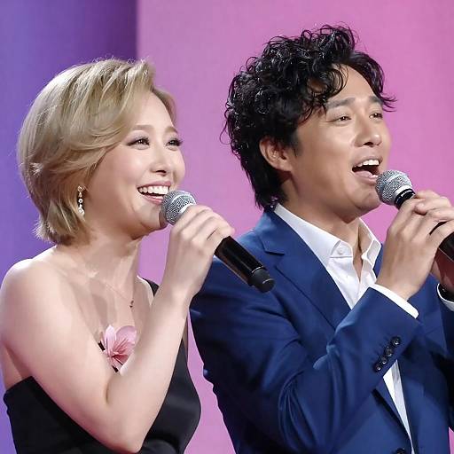 Dynamic Duo Singing in Vibrant Colors