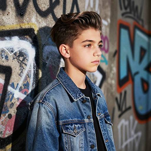 Teen Boy with Sleek Bob in Alley