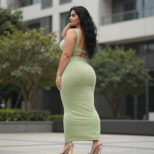 Curvy Woman in Backless Maxi Dress