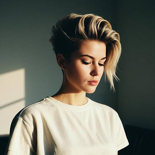 Woman with Pompadour Fade Hairstyle