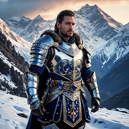 Sapphire-Adorned Warrior Prince at Dawn