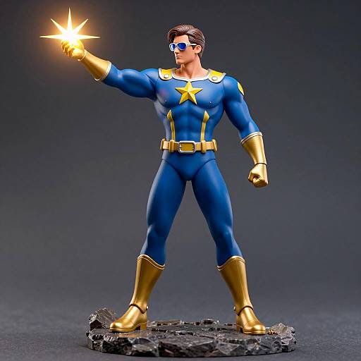 Muscular Superhero Sculpture in Dynamic Pose