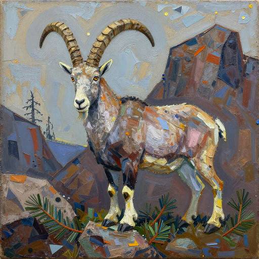 Expressionistic Mountain Goat Painting