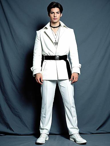 Elegant Male in White Costume Accessories