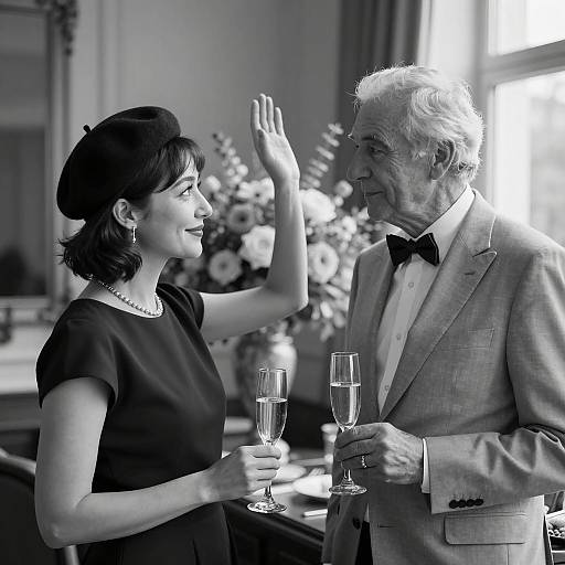 Elegant Black-and-White Portrait of Couple