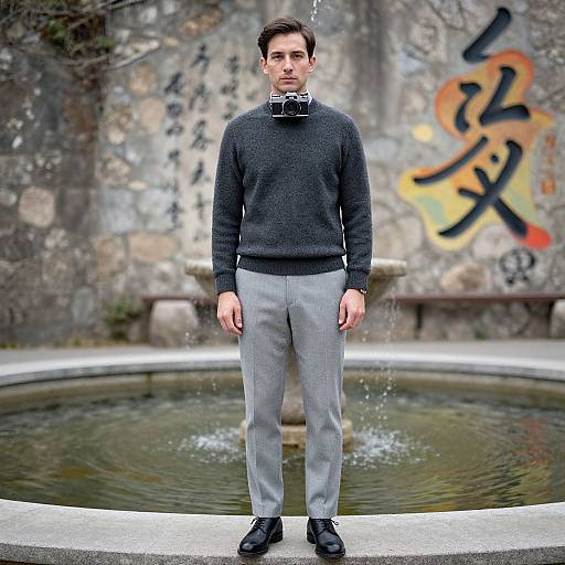 Contemplative Man in Wool Sweater