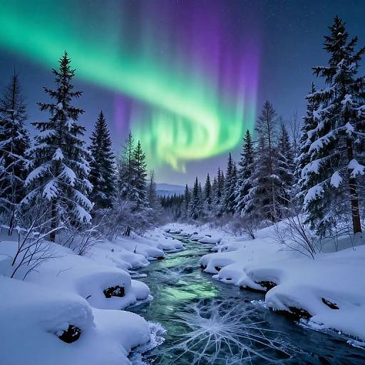 Arctic Woods with Vibrant Northern Lights