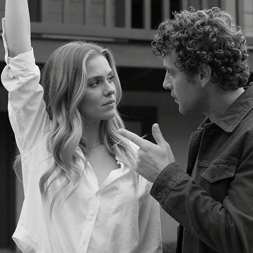 Intense Outdoor Encounter in Black and White